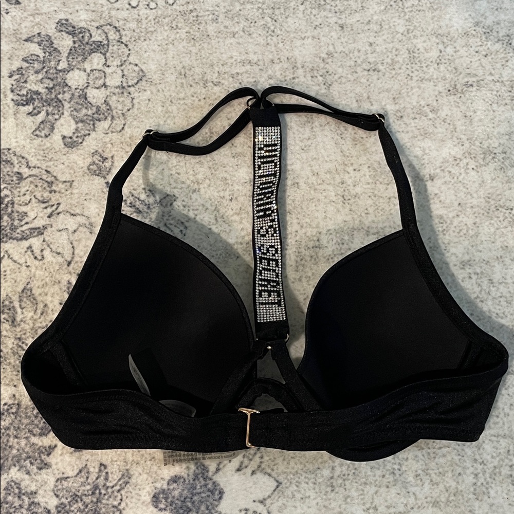 Victoria's Secret Rhinestone Black Swim Bra